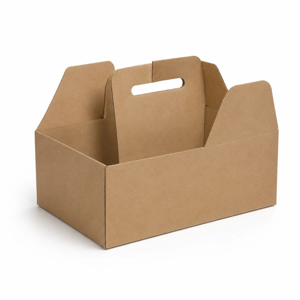 Caja troquelada de cartón con asa incorporada