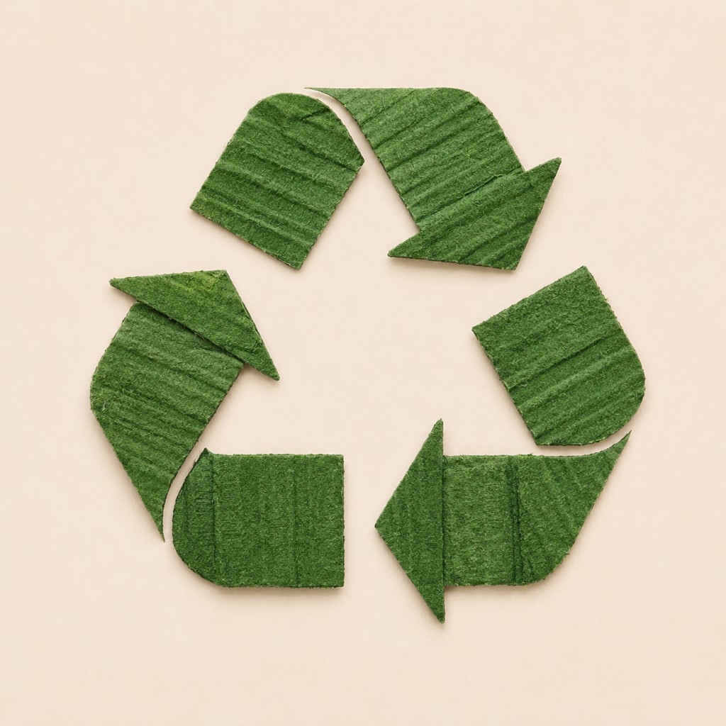Símbolo de reciclaje en cartón verde